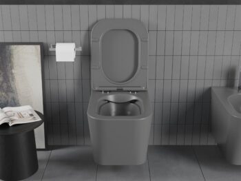 MEXEN - Teo Závesná WC misa vrátane sedátka s slow-slim, z duroplastu, temná šedá mat 30854071