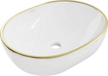 MEXEN - Viki umývadlo na dosku 48 x 35, biela/zlatá linka 21054805