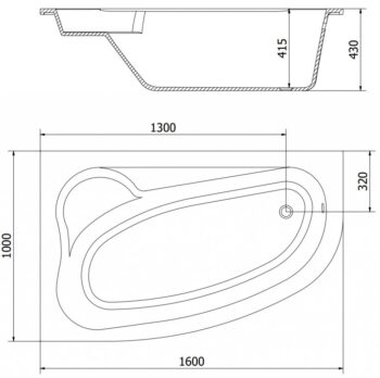 MEXEN - Westa asymetrická vaňa ľavá 160 x 100, biela 560116010001