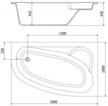 MEXEN - Westa asymetrická vaňa pravá 160 x 100, biela 160 x 100, biała 560116010002