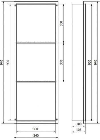 MEXEN - X-Wall-NR modul pre vstavanie do steny s policou 90x30, zlatá 1951903010S