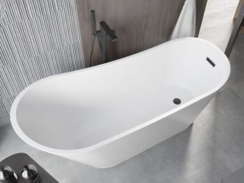 MEXEN/S - Alta vaňa voľne stojaca 170 x 75, biela, sifón a prepad čierna 52141707500-70