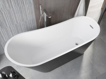 MEXEN/S - Alta vaňa voľne stojaca 170 x 75, biela/čierna, sifón a prepad chróm 52141707575-01