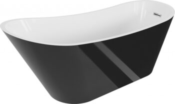MEXEN/S - Alta vaňa voľne stojaca 170 x 75, biela/čierna, sifón a prepad chróm 52141707575-01