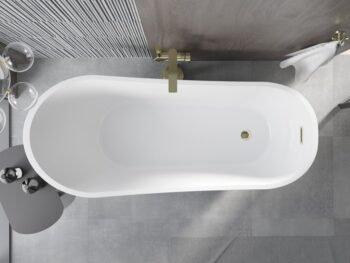 MEXEN/S - Alta vaňa voľne stojaca 170 x 75, biela/čierna, sifón a prepad zlatá 52141707575-50