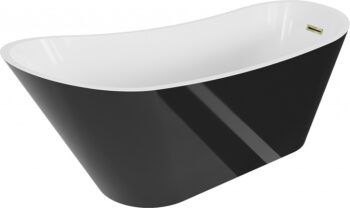MEXEN/S - Alta vaňa voľne stojaca 170 x 75, biela/čierna, sifón a prepad zlatá 52141707575-50