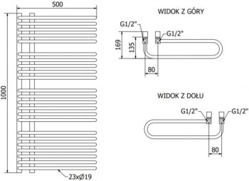 MEXEN/S - Amor radiátor + vykurovacia tyč 1000 x 500 mm, 900 W, čierna W120-1000-500-2900-70