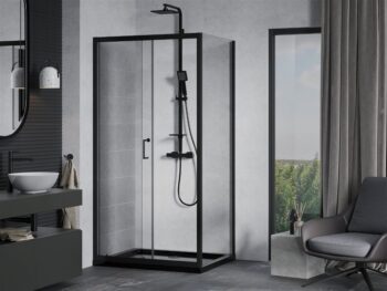 MEXEN/S - Apia Sprchovací kút 130x100, transparent, čierna + vanička so sifónom 840-130-100-70-00-4070B