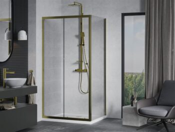 MEXEN/S - Apia Sprchovací kút 130x90, transparent, zlato + vanička so sifónom 840-130-090-50-00-4010G