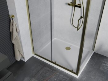 MEXEN/S - Apia Sprchovací kút 130x90, transparent, zlato + vanička so sifónom 840-130-090-50-00-4010G