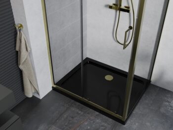 MEXEN/S - Apia Sprchovací kút 130x90, transparent, zlato + vanička so sifónom 840-130-090-50-00-4070G