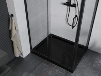 MEXEN/S - Apia Sprchovací kút 90x70, transparent, čierna + vanička so sifónom 840-090-070-70-00-4070B