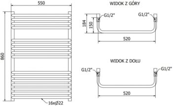 MEXEN/S - Apollo radiátor + vykurovacia tyč 860 x 550 mm, 600 W, biela W117-0860-550-2600-20