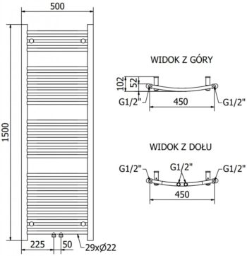 MEXEN/S - Ares radiátor + vykurovacia tyč 1500 x 500 mm, 600 W, chróm W102-1500-500-2600-01