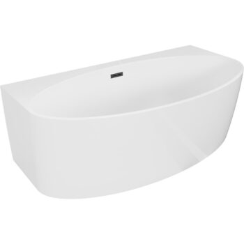 MEXEN/S - Bruna voľne stojaca vaňa nástenná 150 x 82, biela lesk, sifón a prepad čierna 52731508200-70