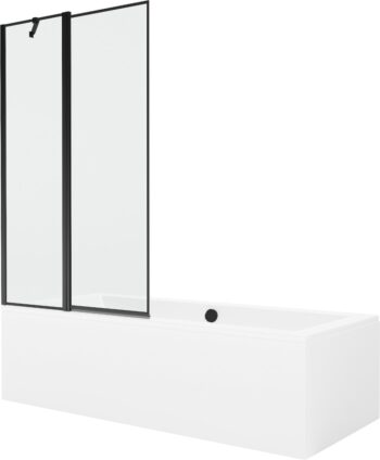 MEXEN/S - Cube obdĺžniková vaňa 170 x 80 cm s panelom + vaňová zástena 100, čierna vzor 550517080X9410117070