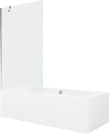 MEXEN/S - Cube obdĺžniková vaňa 170 x 80 cm s panelom + vaňová zástena 100, transparent, chróm 550517080X9510000001