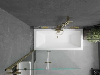 MEXEN/S - Cube obdĺžniková vaňa 170 x 80 cm s panelom + vaňová zástena 100, transparent, zlatá 550517080X9210025000