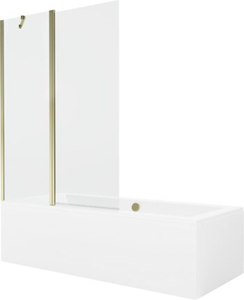 MEXEN/S - Cube obdĺžniková vaňa 170 x 80 cm s panelom + vaňová zástena 120, transparent, zlatá 550517080X9412115000