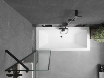 MEXEN/S - Cube obdĺžniková vaňa 170 x 80 cm s panelom + vaňová zástena 50, čierna vzor 550517080X9505007070