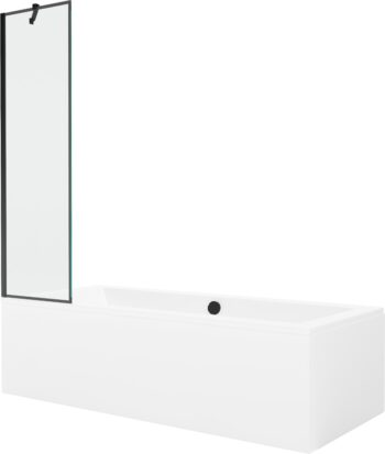 MEXEN/S - Cube obdĺžniková vaňa 170 x 80 cm s panelom + vaňová zástena 50, čierna vzor 550517080X9505007070