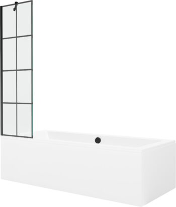MEXEN/S - Cube obdĺžniková vaňa 170 x 80 cm s panelom + vaňová zástena 50, čierna vzor 550517080X9505007077