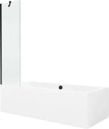 MEXEN/S - Cube obdĺžniková vaňa 170 x 80 cm s panelom + vaňová zástena 50, transparent, čierna 550517080X9505000070