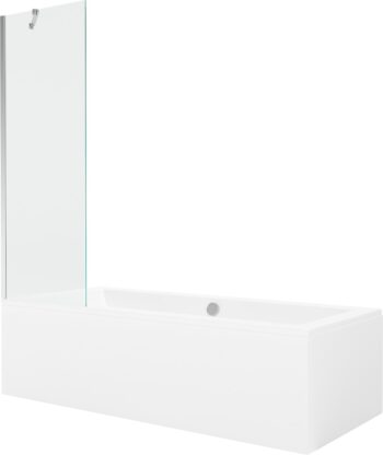MEXEN/S - Cube obdĺžniková vaňa 170 x 80 cm s panelom + vaňová zástena 60, transparent, chróm 550517080X9506000001