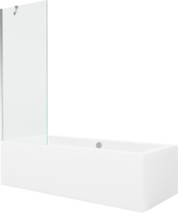 MEXEN/S - Cube obdĺžniková vaňa 170 x 80 cm s panelom + vaňová zástena 70, transparent, chróm 550517080X9507000001