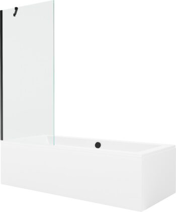 MEXEN/S - Cube obdĺžniková vaňa 170 x 80 cm s panelom + vaňová zástena 80, transparent, čierna 550517080X9508000070
