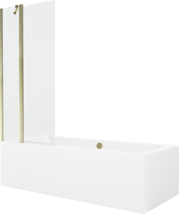 MEXEN/S - Cube obdĺžniková vaňa 170 x 80 cm s panelom + vaňová zástena 80, transparent, zlatá 550517080X9408115000