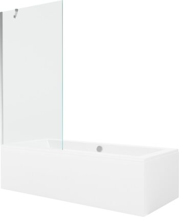 MEXEN/S - Cube obdĺžniková vaňa 170 x 80 cm s panelom + vaňová zástena 90, transparent, chróm 550517080X9509000001