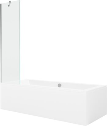 MEXEN/S - Cube obdĺžniková vaňa 180 x 80 cm s panelom + vaňová zástena 50, transparent, chróm 550518080X9505000001