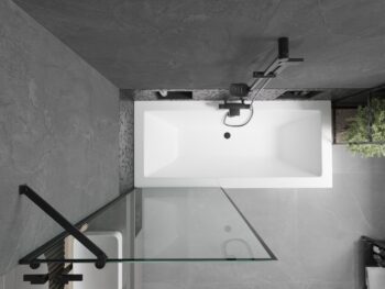 MEXEN/S - Cube obdĺžniková vaňa 180 x 80 cm s panelom + vaňová zástena 80, čierna vzor 550518080X9508007070