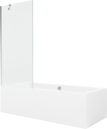 MEXEN/S - Cube obdĺžniková vaňa 180 x 80 cm s panelom + vaňová zástena 80, transparent, chróm 550518080X9508000001