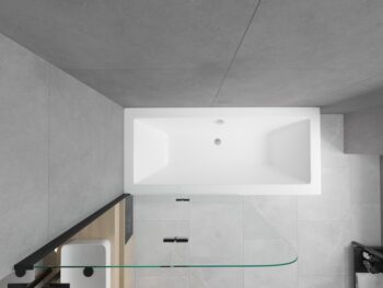 MEXEN/S - Cube obdĺžniková vaňa 180 x 80 cm s panelom + vaňová zástena 80, transparent, čierna 550518080X9008027000