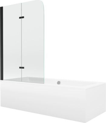 MEXEN/S - Cube obdĺžniková vaňa 180 x 80 cm s panelom + vaňová zástena 80, transparent, čierna 550518080X9008027000
