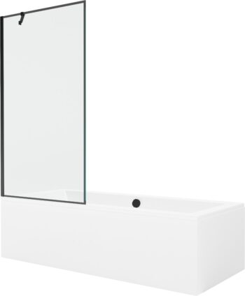 MEXEN/S - Cube obdĺžniková vaňa 180 x 80 cm s panelom + vaňová zástena 90, čierna vzor 550518080X9509007070