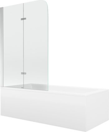 MEXEN/S - Cubik obdĺžniková vaňa 150 x 70 cm s panelom + vaňová zástena 100, transparent, chróm 550315070X9010020100