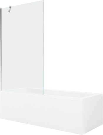 MEXEN/S - Cubik obdĺžniková vaňa 150 x 70 cm s panelom + vaňová zástena 100, transparent, chróm 550315070X9510000001