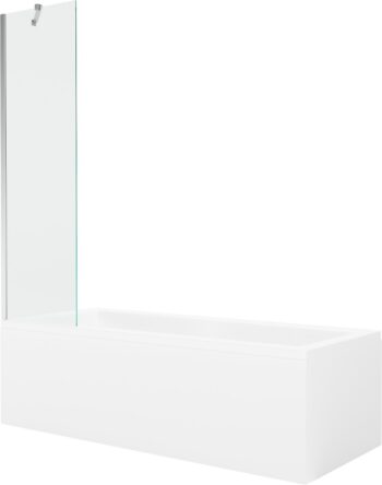 MEXEN/S - Cubik obdĺžniková vaňa 150 x 70 cm s panelom + vaňová zástena 50, transparent, chróm 550315070X9505000001