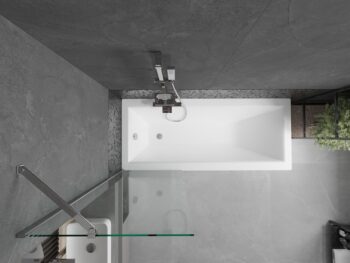 MEXEN/S - Cubik obdĺžniková vaňa 150 x 70 cm s panelom + vaňová zástena 60, transparent, chróm 550315070X9506000001