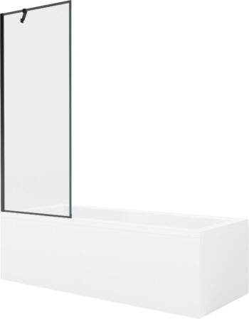 MEXEN/S - Cubik obdĺžniková vaňa 150 x 70 cm s panelom + vaňová zástena 70, čierna vzor 550315070X9507007070