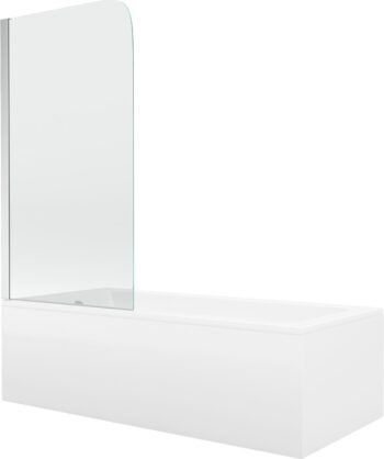 MEXEN/S - Cubik obdĺžniková vaňa 150 x 70 cm s panelom + vaňová zástena 70, transparent, chróm 550315070X9007010100