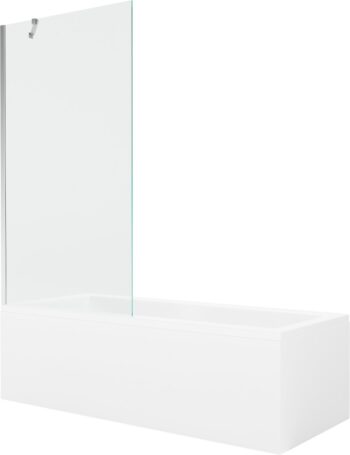 MEXEN/S - Cubik obdĺžniková vaňa 150 x 70 cm s panelom + vaňová zástena 90, transparent, chróm 550315070X9509000001