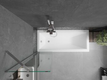 MEXEN/S - Cubik obdĺžniková vaňa 160 x 70 cm s panelom + vaňová zástena 50, transparent, chróm 550316070X9505000001