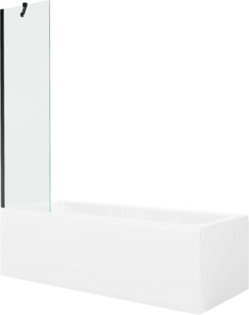 MEXEN/S - Cubik obdĺžniková vaňa 160 x 70 cm s panelom + vaňová zástena 50, transparent, čierna 550316070X9505000070