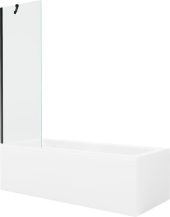 MEXEN/S - Cubik obdĺžniková vaňa 160 x 70 cm s panelom + vaňová zástena 60, transparent, čierna 550316070X9506000070