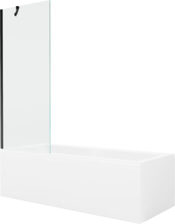 MEXEN/S - Cubik obdĺžniková vaňa 160 x 70 cm s panelom + vaňová zástena 70, transparent, čierna 550316070X9507000070