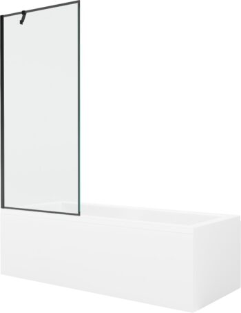 MEXEN/S - Cubik obdĺžniková vaňa 160 x 70 cm s panelom + vaňová zástena 80, čierna vzor 550316070X9508007070